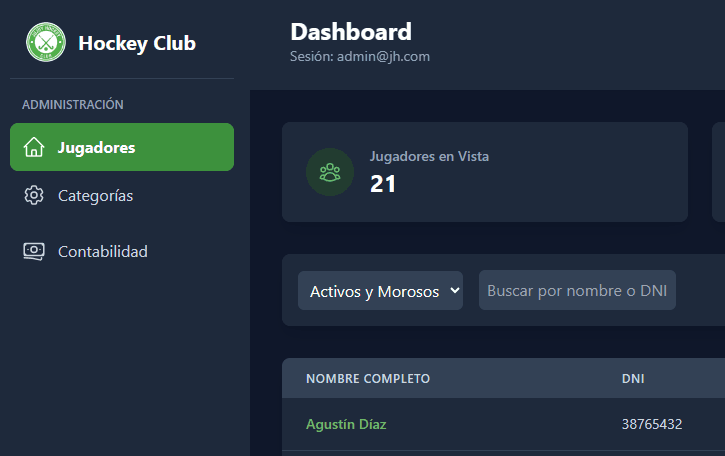 Sports club management platform project
